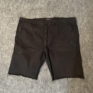 American Eagle Shorts Mens 40 Black Extreme Flex Chino Cutoff Raw Hem Casual